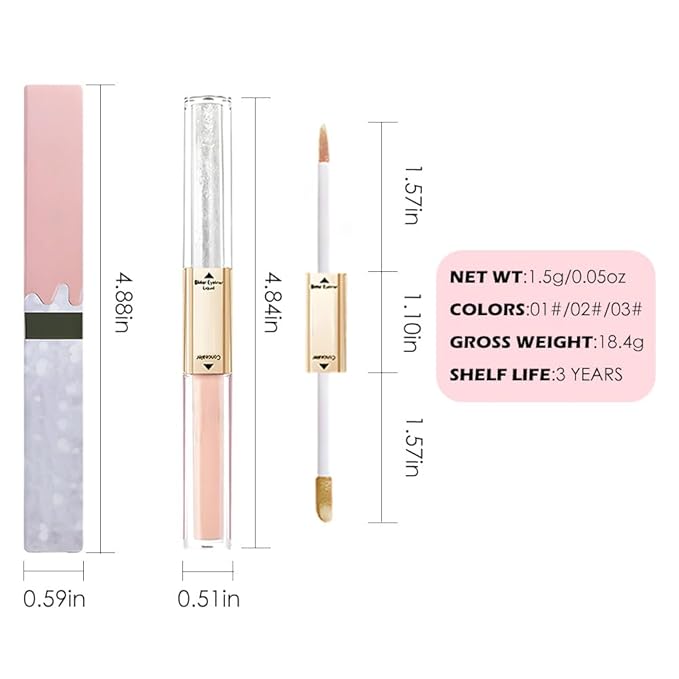 WanTuoluo Double-Headed Liquid Sparkling Eyeshadow Eyeliner Pen for Women, Matte Dark Circle Concealer & Glitter Shimmer Eye Makeup, Highlighter Brightener Stick,Waterproof Quick - Drying (03#)