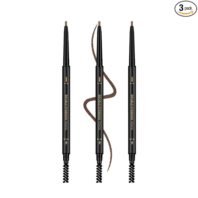 O'CHEAL 3Pcs Light Brown Eyebrow Pencil for Women, Premium Eye Brow Pencil with Spoolie Brush, Longwearing for Perfect Brows, Precision, Defines, Universal Waterproof Double-head Eyebrow Pen