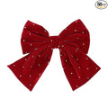 Large velvet three-dimensional rhinestone bow sparkling high-end spring clip hair accessory, worn for Christmas, parties, daily life #Red
