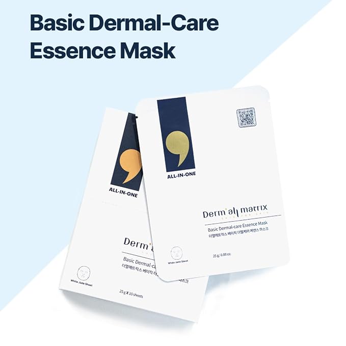 DERM·ALL MATRIX Basic Dermal-Care Essence Mask 25g x 10 sheets. Perfect adherence All-in-One Mask. Moisturizing. Soothing. Full of Moisturizing Essence. Give skin some rest.