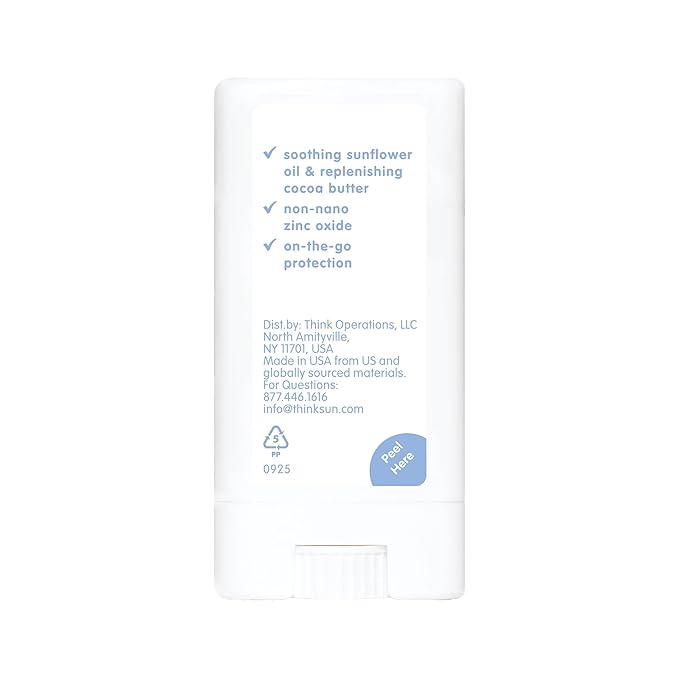 Thinksport SPF 30 Sport Sunscreen Stick with Zinc Oxide, 0.64 oz – Safe, Natural, Water Resistant Sunscreen Stick – Mineral UVA/UVB Sun Protection – Reef Safe Sunscreen
