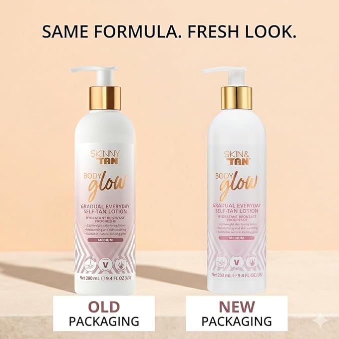 SKIN & TAN Body Glow Blush Gradual Tan Lotion - Peach Scent, Illuminating Shimmer Tint, Moisturizing Formula for Natural Looking Sunless Tanner 9.8 oz
