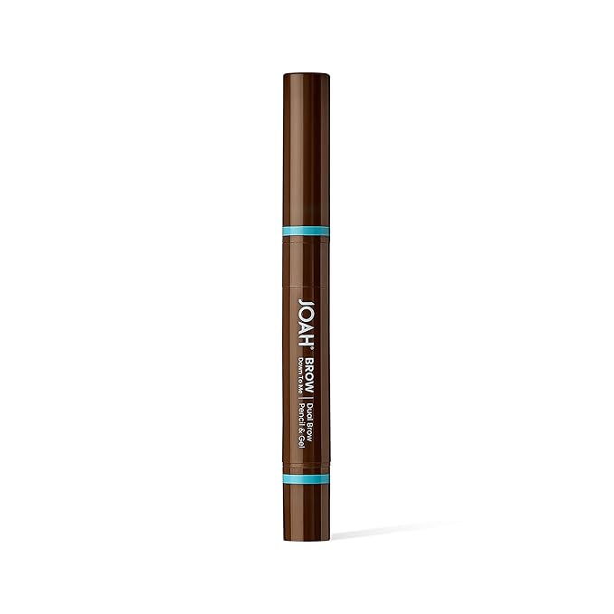 JOAH Brow Down To Me Dual Brow Pencil and Gel, Triangular Tip, Tinted Gel, Long-Lasting Vegan Formula, Smudge-Free Pencil Tip, Lightweight, Water-Resistant, Soft Brown
