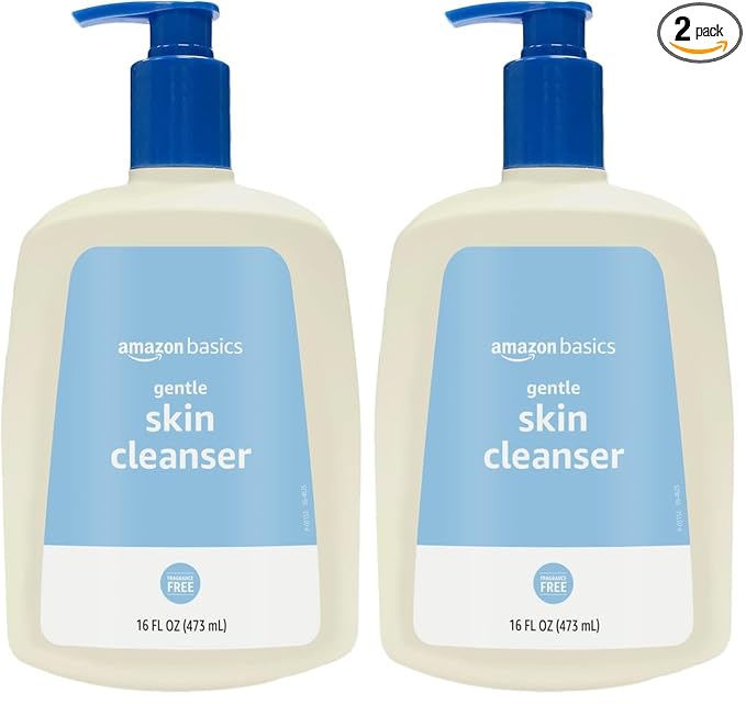 Amazon Basics Daily Facial Cleanser For Gentle Skin, Unscented, 16 Fl Oz (Pack of 2)