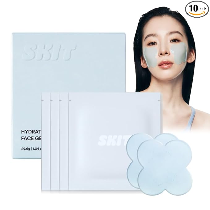 Skit Hydrating & Moisture Face Gel Patch | Hyaluronic Acid Hydrogel Patches with Glyceryl Glucoside for Deep Hydration & Soothing Care, Targeted Clover Mask, Korean Skincare | 4 Sets (8 Patches)
