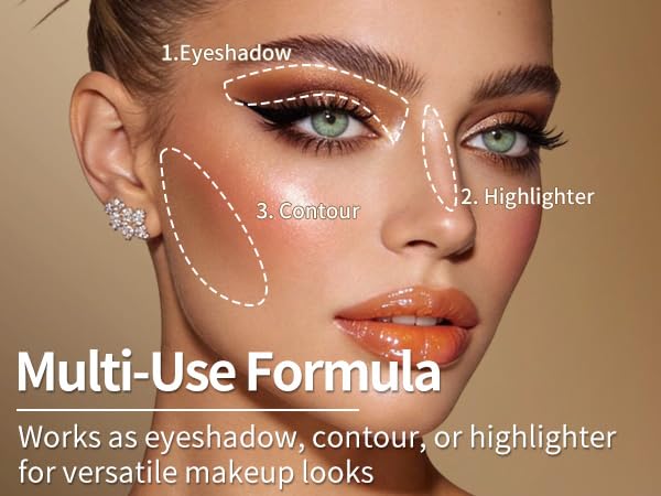 2-in-1 Eye Shadow & Liquid Eyeshadow, Waterproof Cream Eye Makeup Crayon Long Lasting Shimmer Glitter Gold Eye Brightener for Mature Women(01 BROWN)