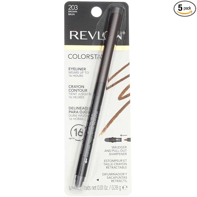 Revlon ColorStay Eyeliner Pencil, Brown [203], 0.01 oz (Pack of 5)