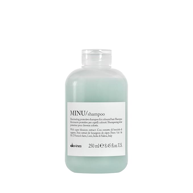 Davines MINU Shampoo, Hydrating Color-Protecting Gentle Cleansing Action for Colored Hair - Preserves Cosmetic Color Vibrancy, Keeping it Bright, Shiny, and Soft with Salina Caper, 8.45 Fl Oz