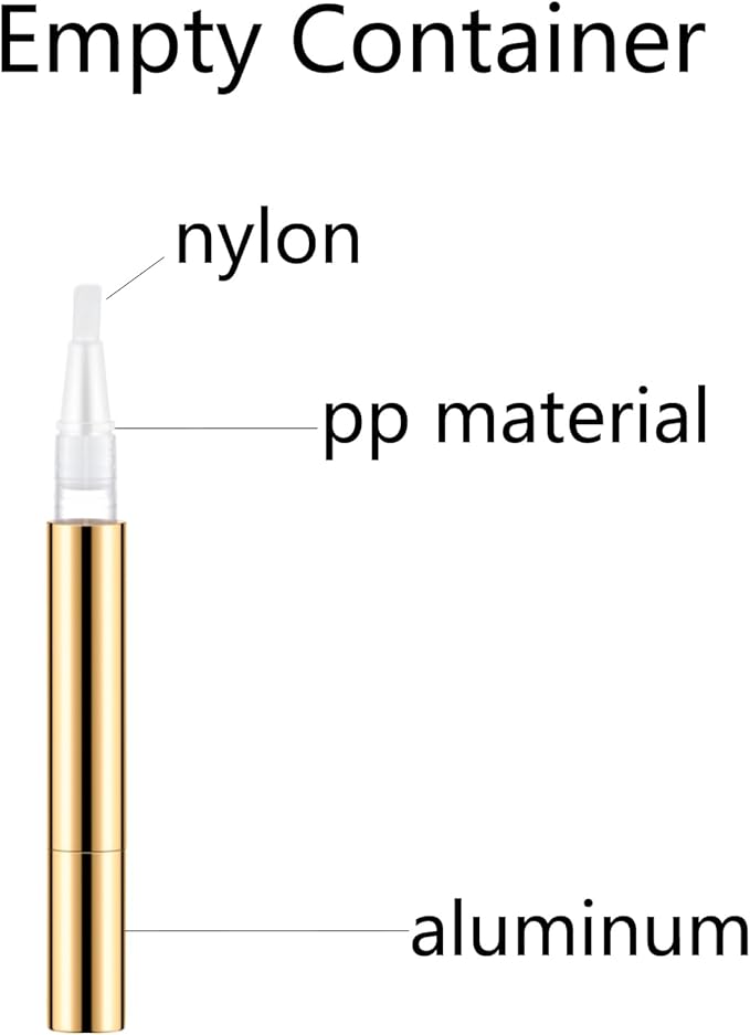Lil Ray 3ml Empty Nail Oil Pen with Brush, Twist Pen for Tooth Whitening, Gel Lip Gloss Container, Eyelash Growth Liquid Tube(Golden, 6PCS)