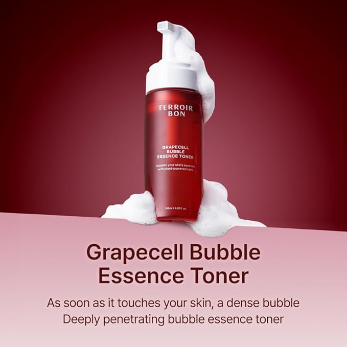 GrapeCell Bubble Essence Toner for Sensitive Skin– Deep Hydration & Glow Care with Grape Stem Cell Extract | Korean Skincare | 4.9 fl oz (145ml)