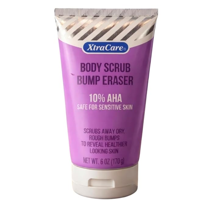 Body Scrub Bump Eraser 10% AHA, Safe for Sensitive Skin, 6 oz Exfoliating Moisturizer for Rough & Bumpy Skin, Helps Improve Skin Texture, Hydrating Body Lotion