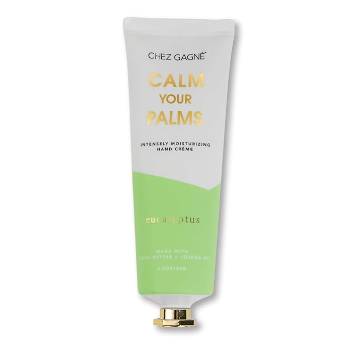 Chez Gagné Intensely Moisturizing Vegan Hand Cream (3.4oz) Jojoba Oil Cocoa Butter- Non-Greasy, Fast-Absorbing, Made In US - Hand Job, Anti-Granny Hands, Dew Me (3.4oz, Eucalyptus)