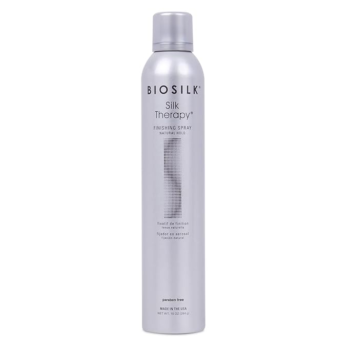 BioSilk Silk Therapy Finishing Spray, Natural Hold, Hairspray for Long-Lasting Styles, Adds Shine & Pliable Hold, Fast-Drying, Weightless, Sulfate-Free, Paraben-Free, Cruelty-Free, 10 Oz