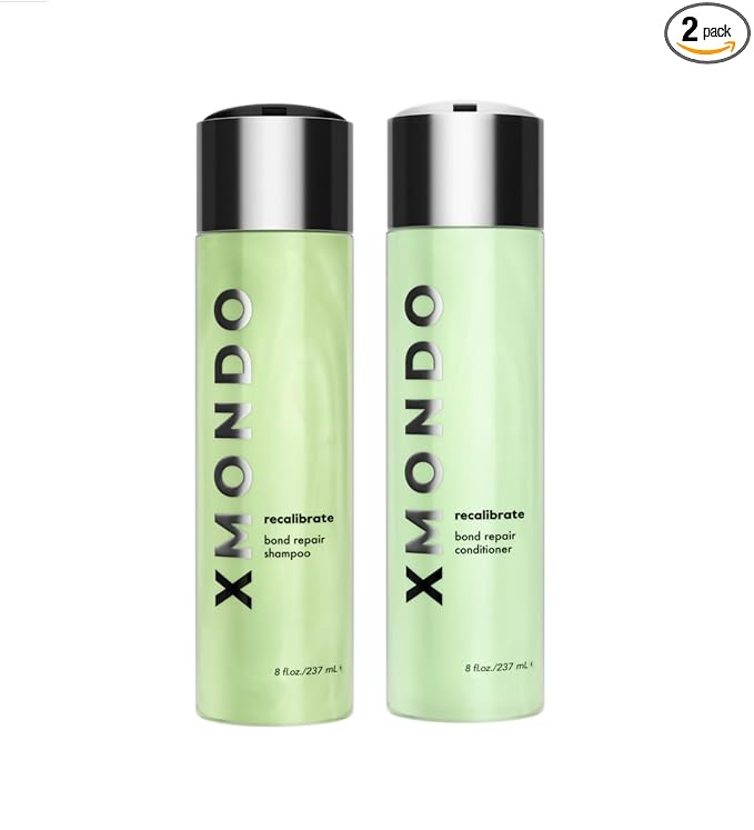 XMONDO Hair Recalibrate Bond Repair Shampoo & Conditioner Bundle - Vegan Formula with Maracuja Oil, Hyaluronic Acid, & Bond Building Technology to Restore & Reseal Dry Damaged Hair, 8 fl Oz, 2pc Set
