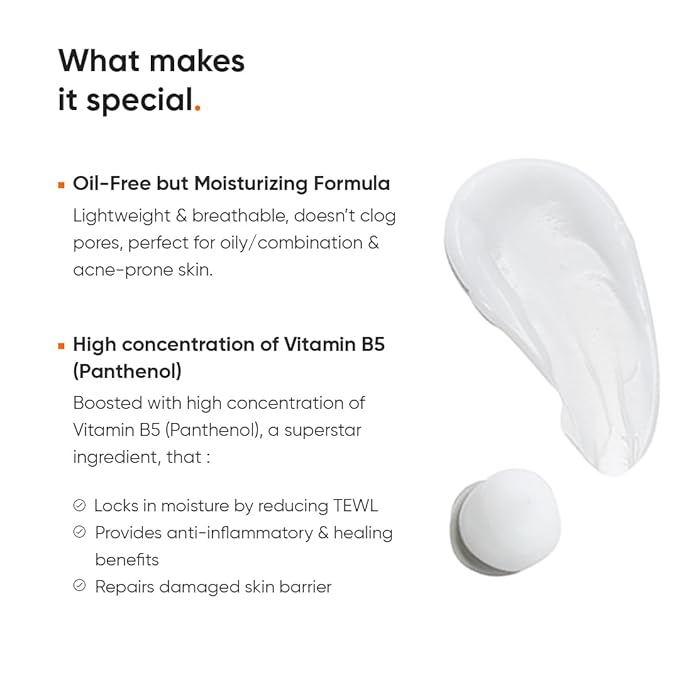 Minimalist Panthenol (Vitamin B5) 10% Face Moisturizer for Oily & Acne Prone Skin Moisturizer for Dehydrated and Damaged Skin | For Women & Men | 1.7 Oz / 50 gm