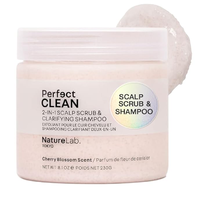 NatureLab.TOKYO Perfect Clean Scalp Scrub LIMITED EDITION Sakura Scent:2-in-1 Hair Treatment to Clarify and Remove Product Buildup for Immense Shine I Cherry Blossom Scent | 8.1 OZ