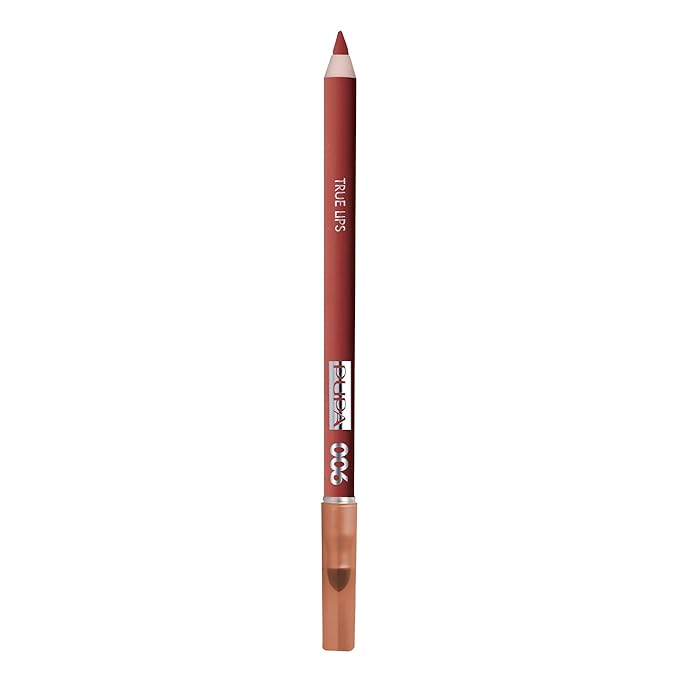 Pupa Milano True Lips Blendable Lip Contour Pencil - Dual-Ended Matte Lining Color and Brush - Creamy, Hydrating, High Pigment, Smudge Proof Formula - Paraben Free - 006 Brown Red - 0.042 oz