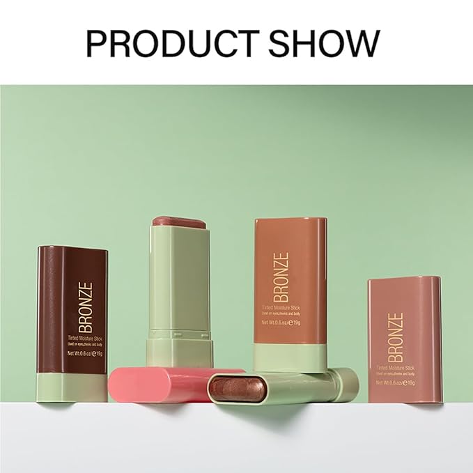 FYEBOO Multi-Use Makeup Blush Stick, Cream Blush Stick, Tinted Solid Moisturizer Stick for Cheek & Eyes & Lips, Waterproof Natural Nude Makeup, Suitable for All Skin (2#Soft Glow)