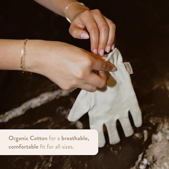 PAUME Overnight Hydration Gloves, 100% Organic Cotton, Ideal for Dry and Cracked Hands, Deliver Healing and Moisturizing Benefits, 1 Pair