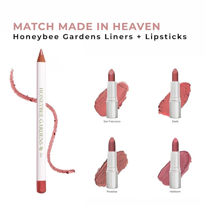 Honeybee Gardens Irresistible Lip Liner, Zen Warm Pink Shade, Long Lasting Lip Liner, Smooth Glide, Vegan & Gluten-Free, 0.04 oz