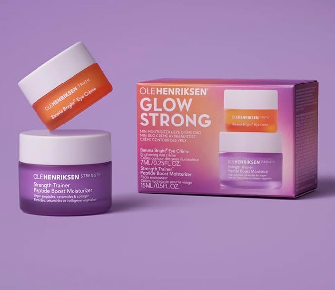 Olehenriksen Hunt for Hydration Mini Moisturizer & Eye Cream Duo Holiday Gift Set:: Banana Bright+ Eye Crème and Strength Trainer Peptide Boost Moisturizer
