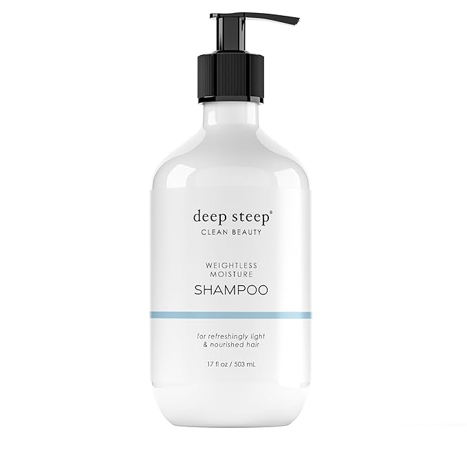 Deep Steep Weightless Moisture Shampoo, 17 oz – Hydrating Shampoo with Olive Oil, Raspberry Leaf, Argan Oil, Aloe & Glycerin – Sulfate-Free, Vegan, Clean Beauty Hair Care, Soft & Healthy Hair