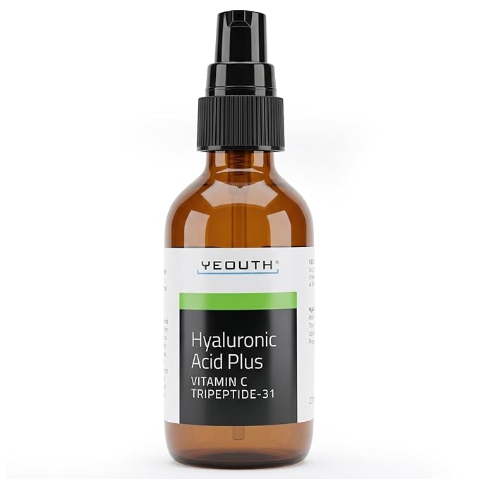 YEOUTH Hyaluronic Acid Serum for Face with Vitamin C, Hydrating Face Serum or Women & Men, Minimize the Look of Wrinkles, Patchy & Dull Skin 2oz