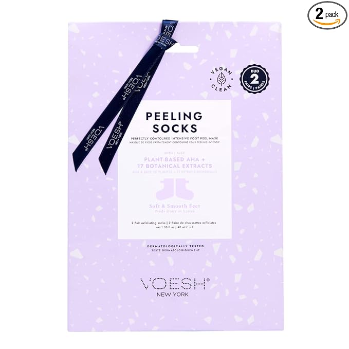 VOESH Peeling Socks Duo, Foot Peeling Mask, Intensive Foot Peel, Callus Remover, Exfoliating Foot Mask, Foot Peel for Dry Feet, Vegan K-Beauty Korean Skincare