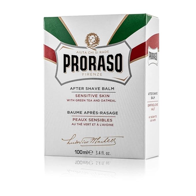 Proraso After Shave Balm - Oatmeal & Green Tea - Nourishing & Gentle Formula After Shave Cream for Sensitive Skin - Premium Italian Shaving for Men - 3.4oz,(Pack of 2)