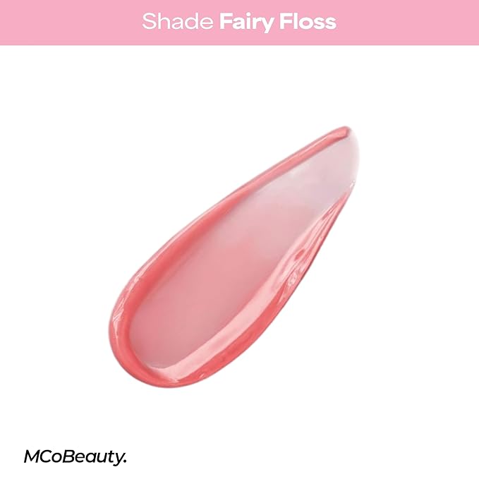 MCoBeauty Peptide Lip Treatment Fairy Floss - Sheer Pink Tinted Plumping Balm Gloss - Hydrating Cream Oil Formula with Shea Butter & Peptides for Soft Plump Lips - Vegan & Cruelty Free