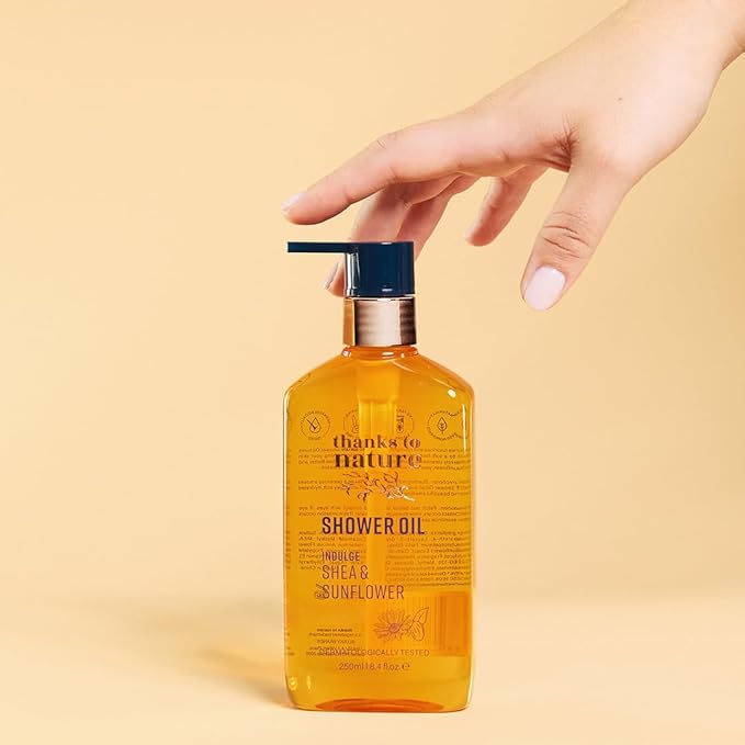 Cleansing Shower Oil with Shea Butter and Sunflower Oil, Moisturizing Body Wash for Normal to Dry Skin, Gentle Formula