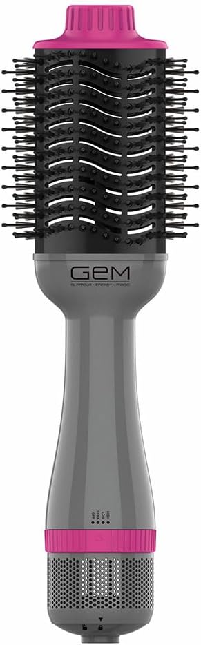 GEM Hot Air Styling Brush for Dry - Style - Volume for Dry Style Blow Dryer Brush, Gray (Gray)