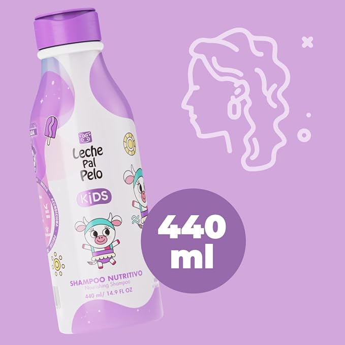Leche Pal Pelo Kids Nourishing Shampoo - Gentle Daily Cleansing, Sulfate & Paraben-Free Formula with Jojoba, Coconut Milk, Aloe Vera - Hydrates, Defines, 14.9 fl.oz