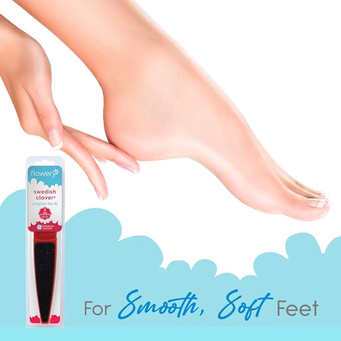 Flowery Original Swedish Clover Red Foot File – Stainless Steel Pedicure Foot Scrubber, 60/100 Grit