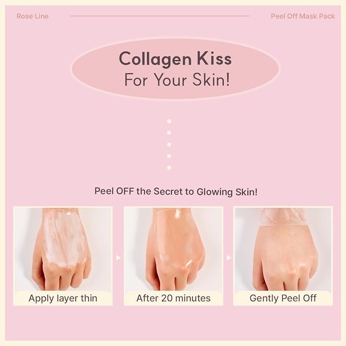 MIGUHARA Rose Collagen Wrapping Mask - Elasticity & Firming Korean Glass Skin Peel Off Mask - Damask Rose & Hydrolyzed Collagen to Minimize the Appearance of Pores & Enhance Glow (2.02 fl.oz)