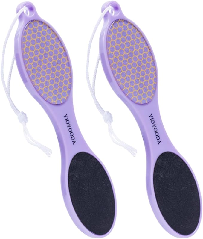 4-Sided Nano Glass Foot Callus Remover, Professional Foot File (Glass, Rasp & Sand Paper), Durable Foot Scrubber Pedicure Tools for Hard Dead Skin Remover, Soft Smooth Feet, 2 Pcs Purple