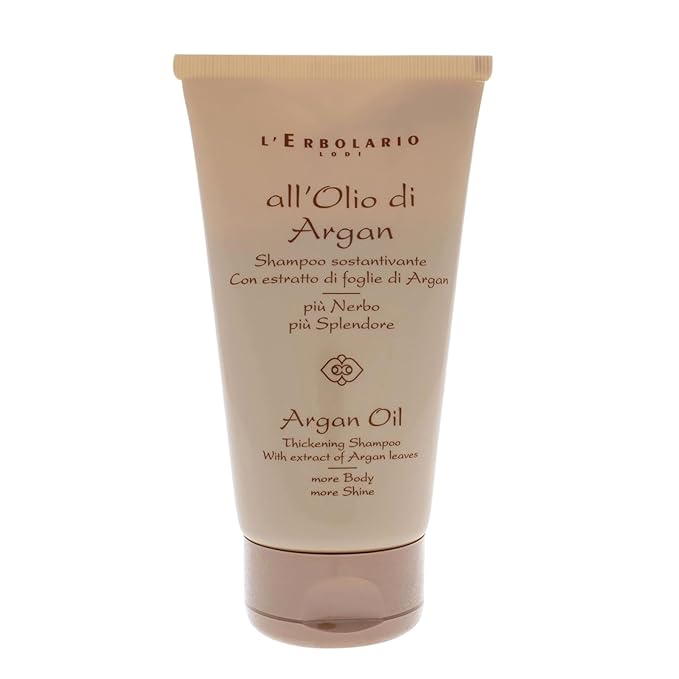 L'Erbolario Argan Oil Hair Thickening Shampoo - Shampoo for Men and Women - Restores and Strengthens Fragile Hair - Adds Volume and Softness - 5.07 oz