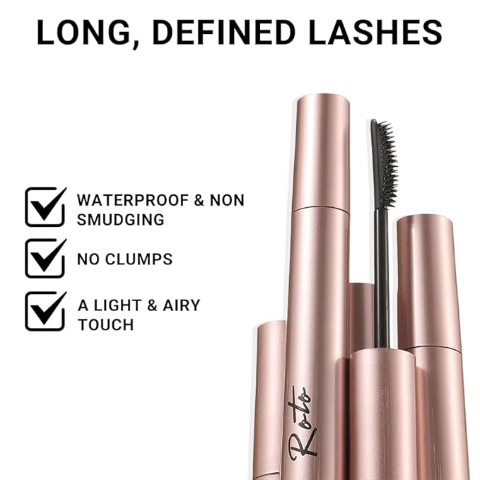 Volumizing and Lengthening Mascara,Black Mascara Waterproof,Liquid Curling Eyelash Mascaras,Voluminous Tubing Smudge Proof Fiber Mascaras,No Clumping or Flaking