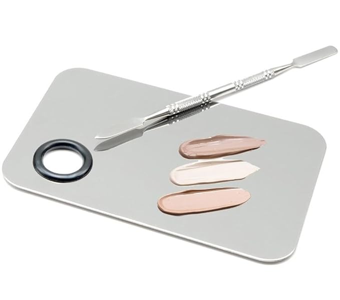 1 Set of Portable Small Square Makeup Mixing Palette, With Stainless Steel Durable Spatula Rod for Liquid Cream Foundation Mixing Tray Beauty Tools (Small square color palette)