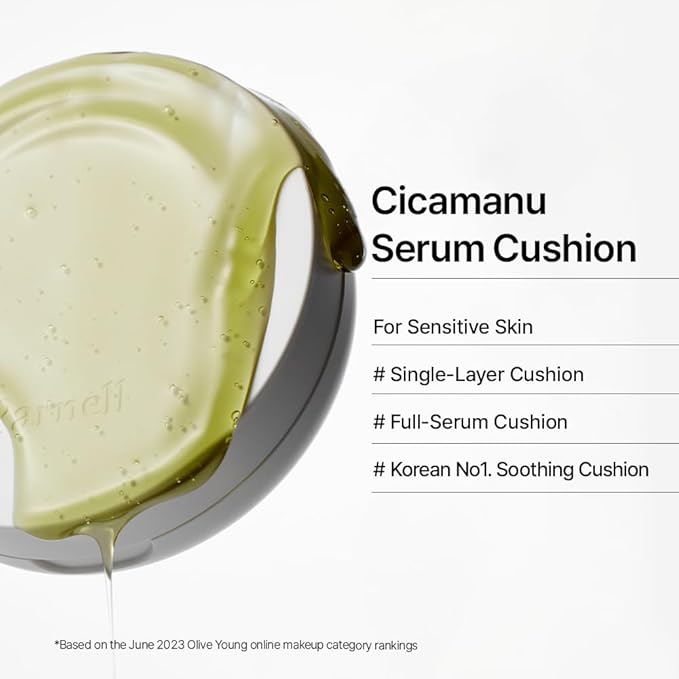 Parnell Cicamanu Serum Cushion - Moisturizing Foundation for Soothing, Coverage, Glass Skin and Lightweight for Sensitive and Dry Skin Pearl Skin (0.52 Fl Oz) (37N Truffle)