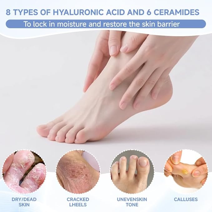 4Pairs PDRN & Collagen & Niacinamide Foot Mask | Foot Peeling and Dead Skin Removal*, Relief Dry and Cracked Feet Skin | Urea, Shea butter, Coconut oil, Salicylic Acid, Hyaluronic | Korean Feet Care