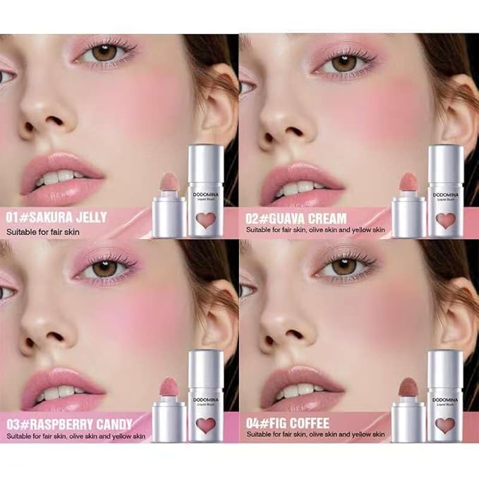 DODOMINA Natural Finish Liquid Blush, Long-Lasting Liquid Cheek Tint, Dewy Finish, Sweatproof, Multipurpose Makeup for All Skin Types (7g/0.25fl oz) (Sakura Jelly)