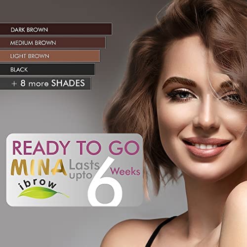 MinaiBrow Black Tinting Kit | Natural Spot Coloring Powder with Duo Angled Brush, Water & Smudge Proof Instant Brow Dye for 100% Gray Coverage