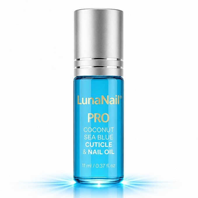 Cuticle Oil for Nails & Growth, Roll-On | Vitamin E & Jojoba Nail Strengthener Serum | Deep Hydration for Dry, Damaged Cuticles | Overnight Repair Treatment | Vegan (Coconut Sea Blue)