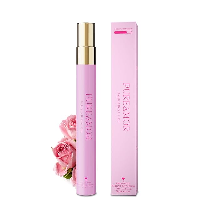 PUREAMOR Pheromone Perfume for Women, Balboa Rosa Extrait de Parfum - Long Lasting Romantic Floral Scent, 30% High Concentration, Travel Size Fragrance Spray, 0.4 oz / 12ml