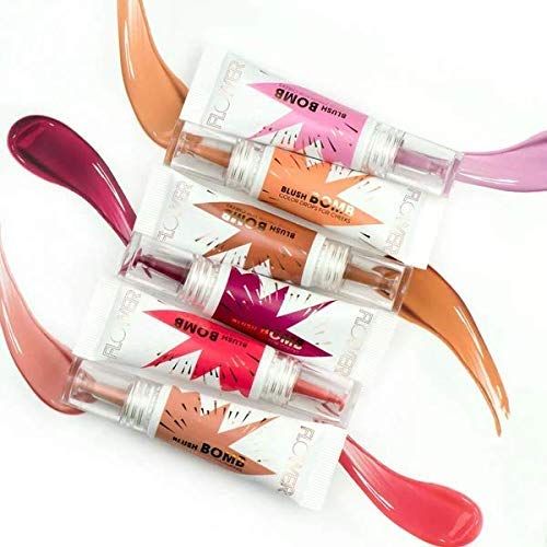 FLOWER Beauty By Drew Barrymore Liquid Blush Makeup Bomb Color Drops -Silky Lightweight Formula + Gel Cream Blush for Cheeks - Radiant + Glossy Finish - Buildable + Lightweight Formula - (Bitten)