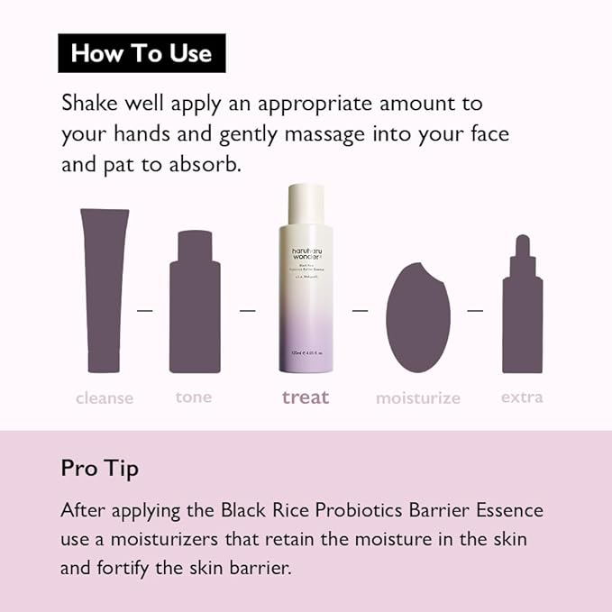 haruharu Wonder Black Rice Probiotics Barrier Essence 1 fl. oz, Travel Size, Skin Flooding & Layering, Strengthen Skin Barrier, Soothing, Plumping, Korean Skincare, Vegan