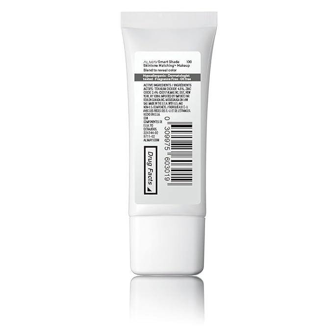 Almay Skintone Matching Foundation, Smart Shade Face Makeup with SPF 15, Hypoallergenic, Oil-Free, Dermatologist-Tested, 100 My Best Light, 1 fl oz