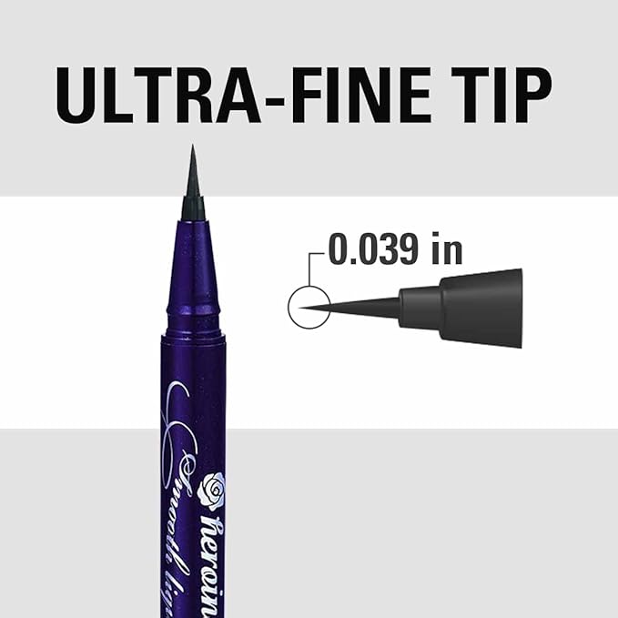 Heroine Make by KISSME Cat Eye Liner for Long Lasting Wear, SMOOTH Liquid Eyeliner Pen with Ultra-Fine 0.1mm Tip, Waterproof Eyeliner for Sensitive Skin, Made in Japan, Jet Black, 2EA