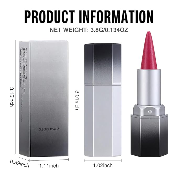 evpct Rose Red Shimmery Metallic Lip Liner and Lipstick Combo, Cone Tip Lip Crayon for Women Long Lasting Waterproof, Shinny Hydrating Lipstick Makeup, Glitter Lips Liner Pencil for Shimmery Shade